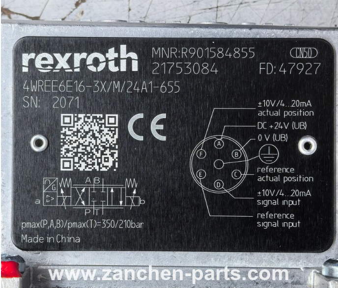 Rexroth R901584855 Proportional Directional Valve 4WREE6E16-3X/M/24A1-655